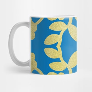 Floral Pattern Blue Gold Baroque Damask Mug